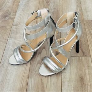 Joe’s Jeans Robbie Metallic Silver Leather Heels